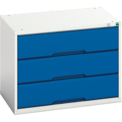Verso Drawer Cabinet, 3 Drawers, Blue/Light Grey, 600 x 800 x 550mm