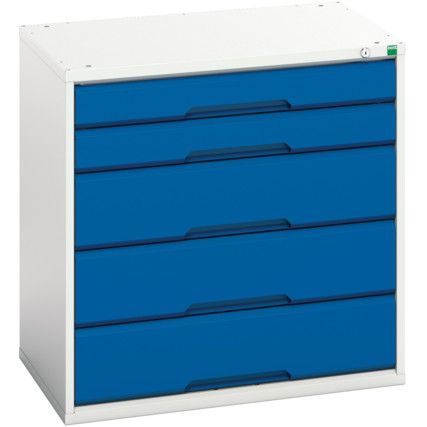 Verso Drawer Cabinet, 5 Drawers, Blue/Light Grey, 800 x 800 x 550mm