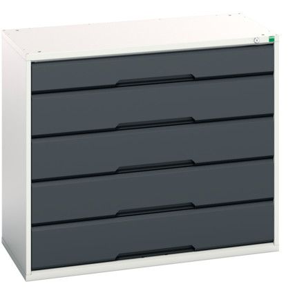 Verso Drawer Cabinet, 5 Drawers, Anthracite Grey/Light Grey, 900 x 1050 x 550mm