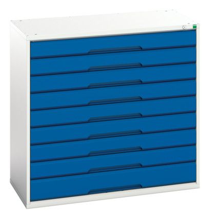 Verso Drawer Cabinet, 9 Drawers, Blue/Light Grey, 1000 x 1050 x 550mm