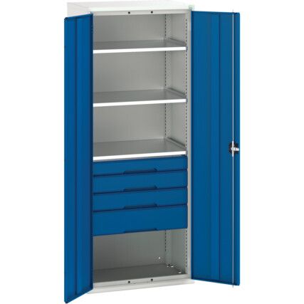 Verso Kitted Cupboard, 2 Doors, Blue, 2000 x 800 x 550mm