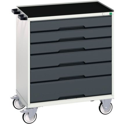 Verso Mobile Storage Cabinet, 6 Drawers, Anthracite Grey/Light Grey, 965 x 800 x 550mm