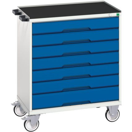 Verso Mobile Storage Cabinet, 7 Drawers, Blue/Light Grey, 965 x 800 x 550mm