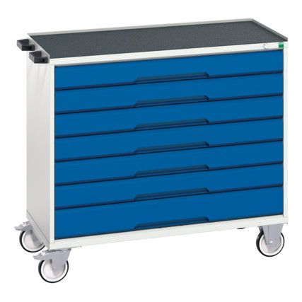 Verso Mobile Storage Cabinet, 7 Drawers, Blue/Light Grey, 965 x 1050 x 550mm