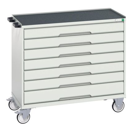 Verso Mobile Storage Cabinet, 7 Drawers, Light Grey, 965 x 1050 x 550mm