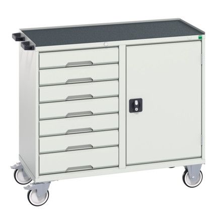 Verso Maintenance Trolley with 7 Drawers 1 Cupboard Top Tray Mat