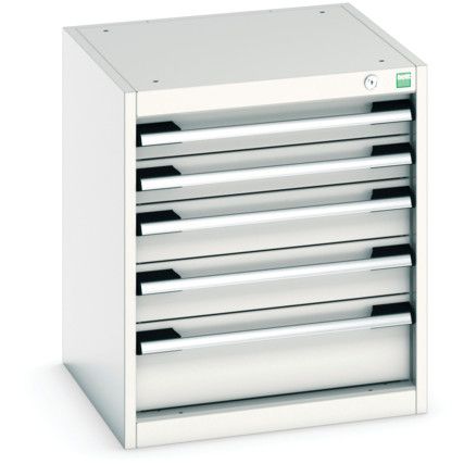 Cubio Drawer Cabinet, 5 Drawers, Light Grey, 600 x 525 x 525mm