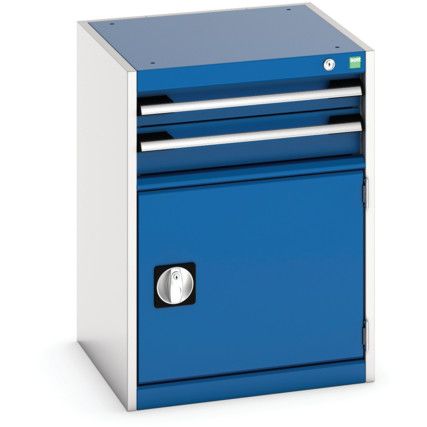 Cubio Drawer Cabinet, 2 Drawers, Blue/Light Grey, 700 x 525 x 525mm