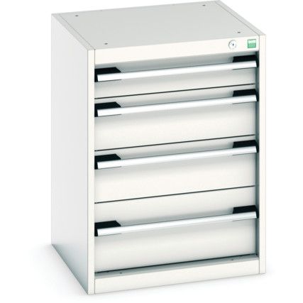Cubio Drawer Cabinet, 4 Drawers, Light Grey, 700 x 525 x 525mm