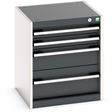 Cubio Drawer Cabinet, 4 Drawers, Anthracite Grey/Light Grey, 600 x 525 x 525mm