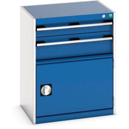 Cubio Drawer Cabinet, 2 Drawers, Blue/Light Grey, 800 x 650 x 525mm