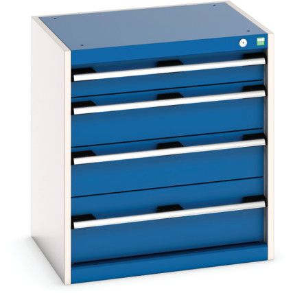 Cubio Drawer Cabinet, 4 Drawers, Blue/Light Grey, 700 x 650 x 525mm