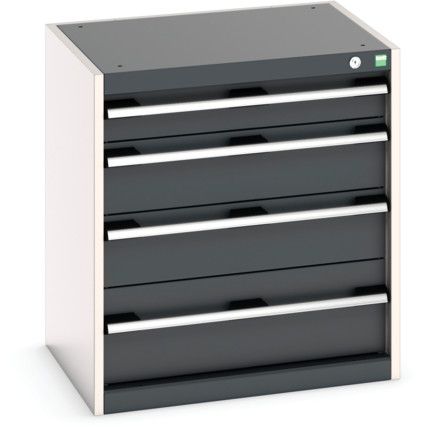 Cubio Drawer Cabinet, 4 Drawers, Anthracite Grey/Light Grey, 700 x 650 x 525mm