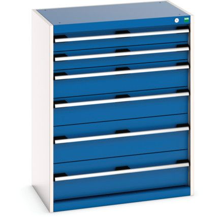 Cubio Drawer Cabinet, 6 Drawers, Blue/Light Grey, 1000 x 800 x 525mm