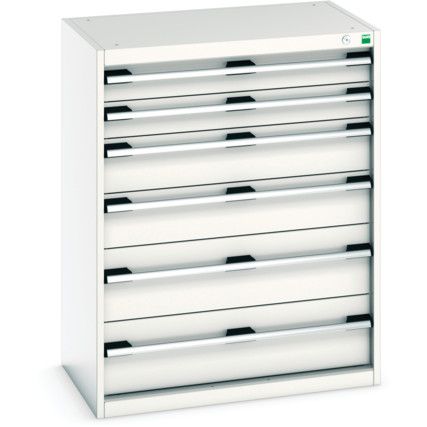 Cubio Drawer Cabinet, 6 Drawers, Light Grey, 1000 x 800 x 525mm