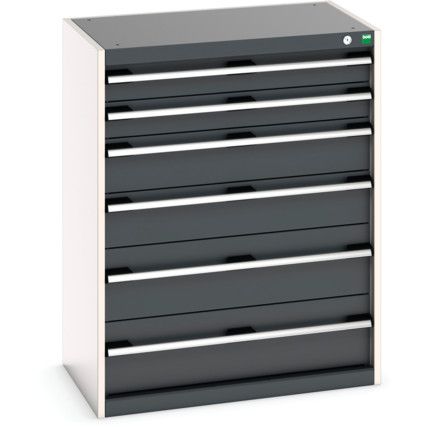 Cubio Drawer Cabinet, 6 Drawers, Anthracite Grey/Light Grey, 1000 x 800 x 525mm