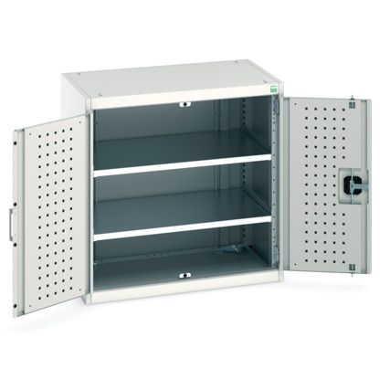 Cubio Storage Cabinet, 2 Perfo Doors, Light Grey, 800 x 800 x 525mm
