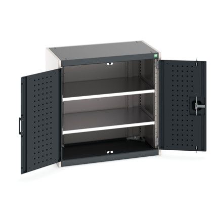 Cubio Storage Cabinet, 2 Perfo Doors, Anthracite Grey, 800 x 800 x 525mm