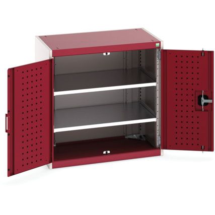 Cubio Storage Cabinet, 2 Perfo Doors, Red, 800 x 800 x 525mm