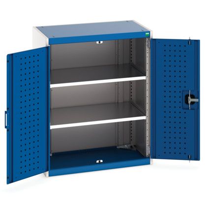 Cubio Storage Cabinet, 2 Perfo Doors, Blue, 1000 x 800 x 525mm