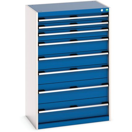 Cubio Drawer Cabinet, 8 Drawers, Blue/Light Grey, 1200 x 800 x 525mm