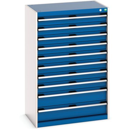 Cubio Drawer Cabinet, 10 Drawers, Blue/Light Grey, 1200 x 800 x 525mm