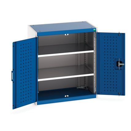 Cubio Storage Cabinet, 2 Perfo Doors, Blue, 900 x 800 x 525mm