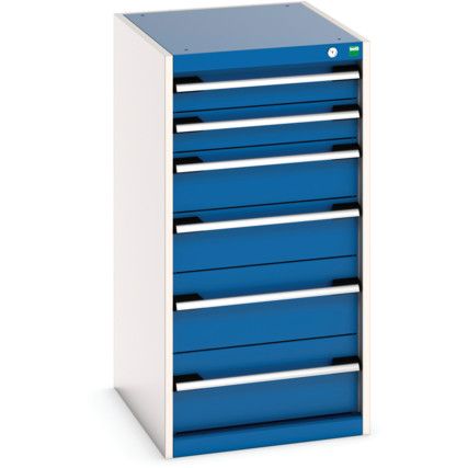 Cubio Drawer Cabinet, 6 Drawers, Blue/Light Grey, 1000 x 525 x 650mm