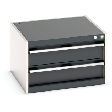 Cubio Drawer Cabinet, 2 Drawers, Anthracite Grey/Light Grey, 400 x 650 x 650mm