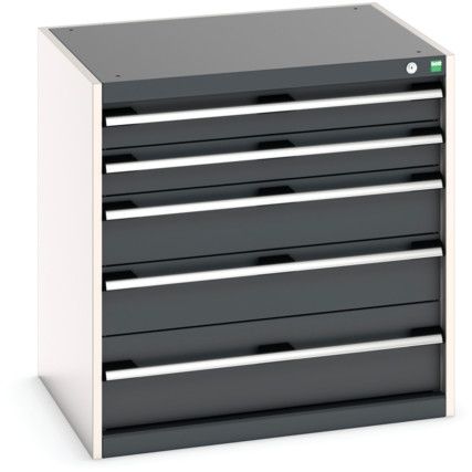Cubio Drawer Cabinet, 5 Drawers, Anthracite Grey/Light Grey, 800 x 800 x 650mm