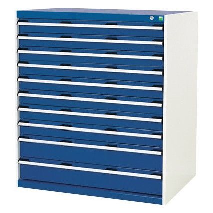 Cubio Drawer Cabinet, 10 Drawers, Blue/Light Grey, 1200 x 1050 x 650mm