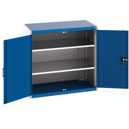 Cubio Storage Cabinet, 2 Perfo Doors, Blue, 1000 x 1050 x 650mm