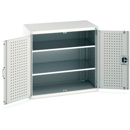 Cubio Storage Cabinet, 2 Perfo Doors, Light Grey, 1000 x 1050 x 650mm