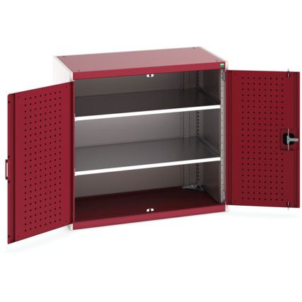 Cubio Storage Cabinet, 2 Perfo Doors, Red, 1000 x 1050 x 650mm