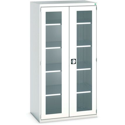 Cubio Storage Cabinet, 2 Clearview Doors, Light Grey, 2000 x 1050 x 650mm