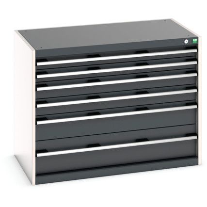 Cubio Drawer Cabinet, 6 Drawers, Anthracite Grey/Light Grey, 800 x 1050 x 650mm