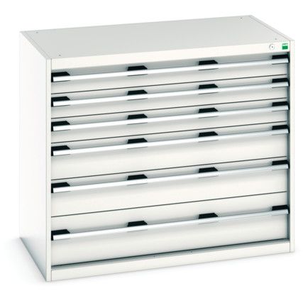 Cubio Drawer Cabinet, 6 Drawers, Light Grey, 900 x 1050 x 650mm