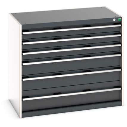 Cubio Drawer Cabinet, 6 Drawers, Anthracite Grey/Light Grey, 900 x 1050 x 650mm