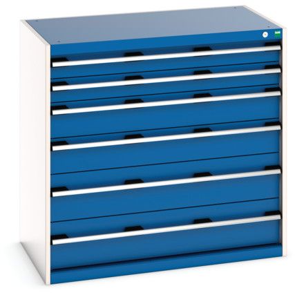 Cubio Drawer Cabinet, 6 Drawers, Blue/Light Grey, 1000 x 1050 x 650mm