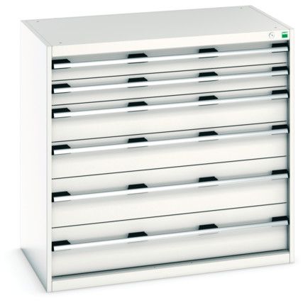 Cubio Drawer Cabinet, 6 Drawers, Light Grey, 1000 x 1050 x 650mm