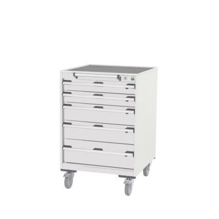 Cubio Mobile Storage Cabinet, 5 Drawers, Light Grey, 980 x 650 x 650mm