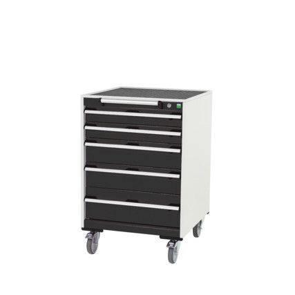 Cubio Mobile Storage Cabinet, 5 Drawers, Anthracite Grey/Light Grey, 980 x 650 x 650mm