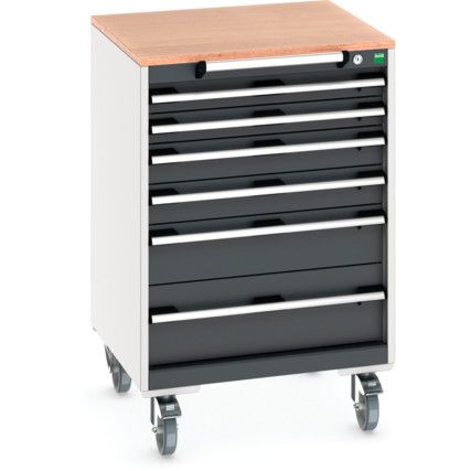 CUBIO MOBILE DRAWER CABINET 650x650x990 W/ 7 DRAWERS MPX WORKTOP