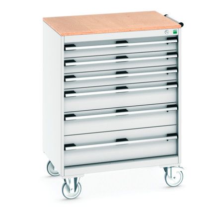 CUBIO MOBILE DRAWER CABINET 800x650x1090 W/ 6 DRAWERS MPX WORKTOP