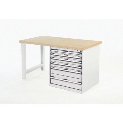 Cubio Hevay Duty Workbench with Cabinet, Light Grey, 840mm
