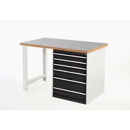 Cubio Hevay Duty Workbench with Cabinet, Anthracite Grey, 940mm x 1500mm x 750mm