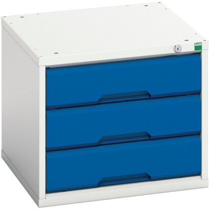 Verso Drawer Cabinet, 3 Drawers, Blue/Light Grey, 450 x 525 x 550mm