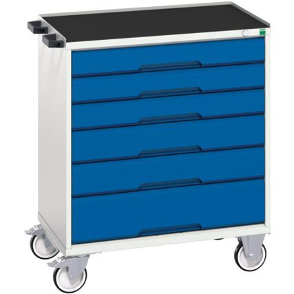Verso Mobile Workbench, 6 Drawers, Blue/Light Grey, 965 x 800 x 550mm