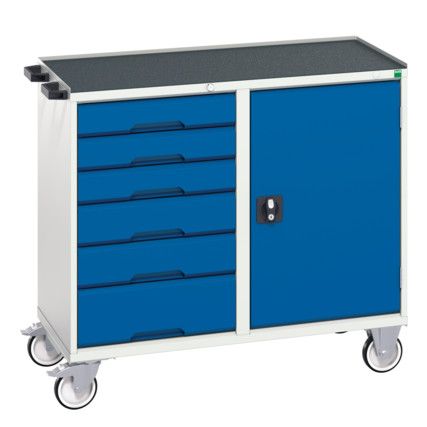 Verso Mobile Storage Cabinet, 6 Drawers, Blue/Light Grey, 965 x 1050 x 550mm