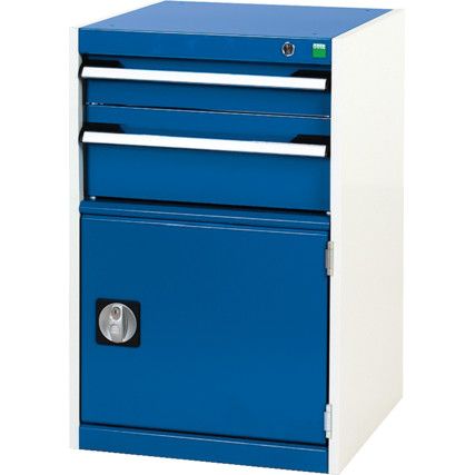 Cubio Drawer Cabinet, 2 Drawers, Blue/Grey, 800 x 525 x 525mm